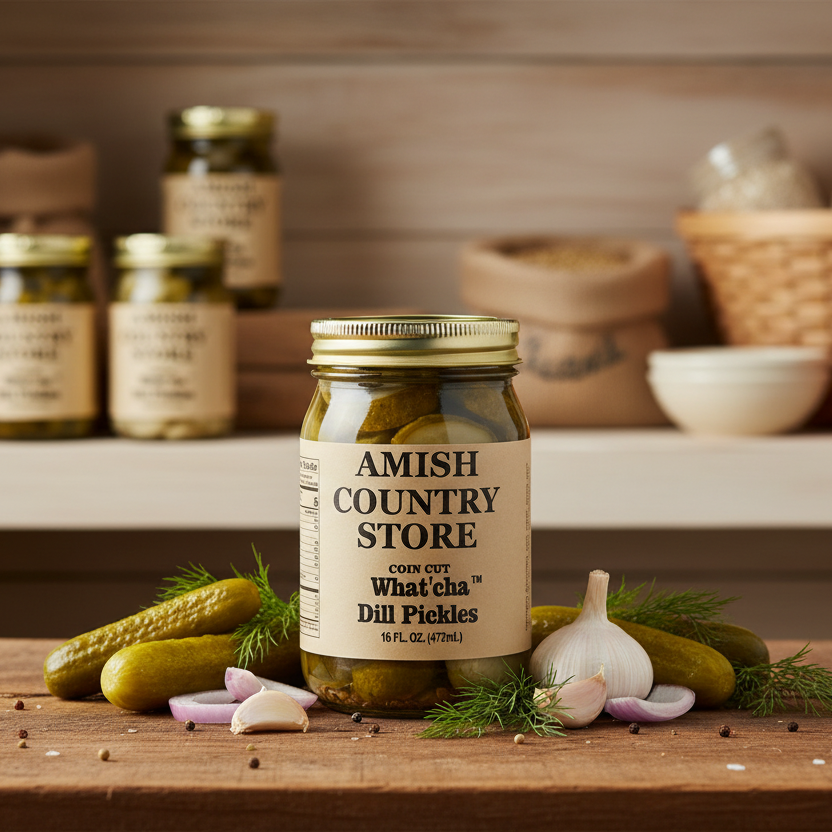What’cha Dill Pickles – Tangy & Garlicky (16 oz) | Amish Country Store