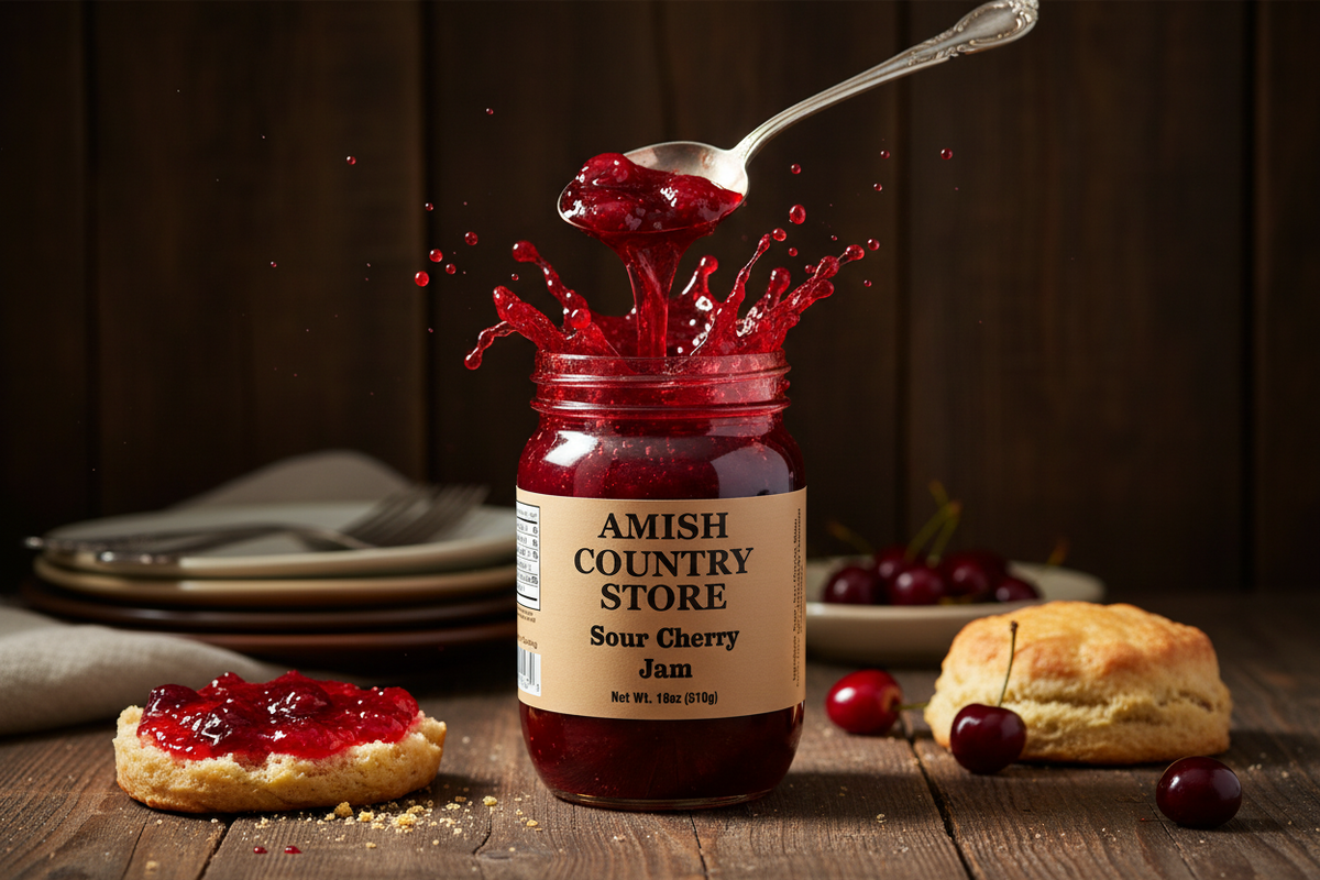 Sour Cherry Jam | Tart Old-Fashioned Fruit Spread | 18 oz