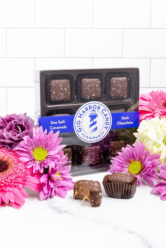 DARK CHOCOLATE SEA SALT CARAMELS - 9pc