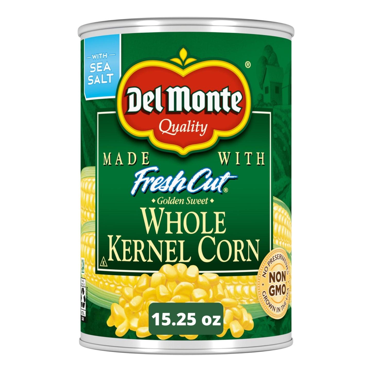 Del Monte Fresh Cut Golden Sweet Whole Kernel Corn, Canned Vegetables, 15.25 Oz Can