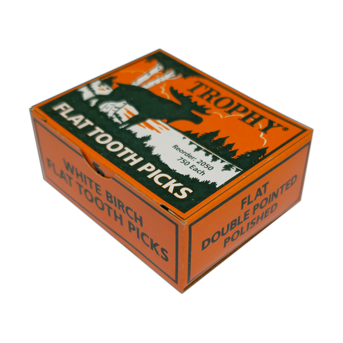750 Qty Flat Birchwood Toothpicks In Cardboard Reusable Box