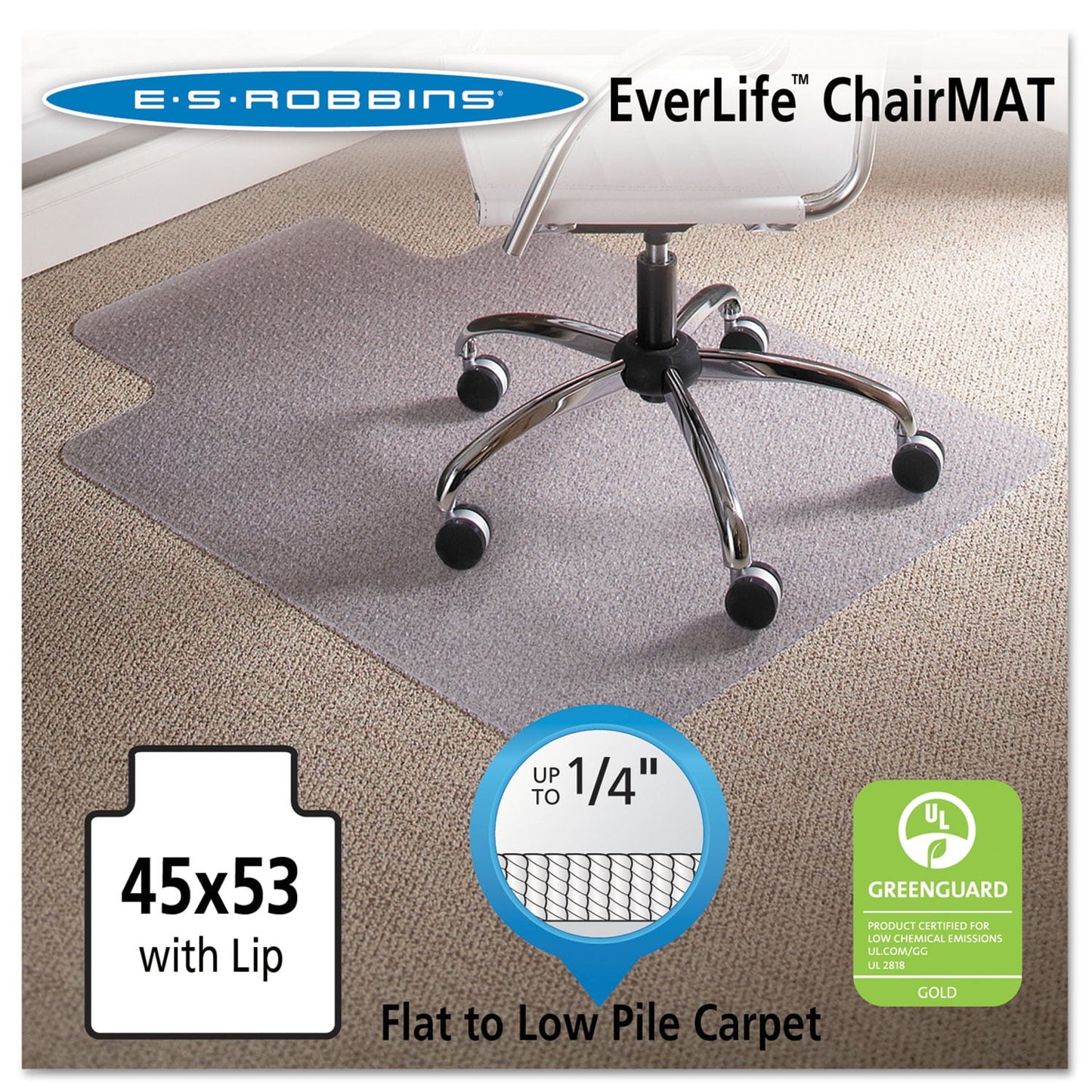 Task Series Anchorbar Chair Mat For Carpet Up To 0.25 45 X 53, Clear