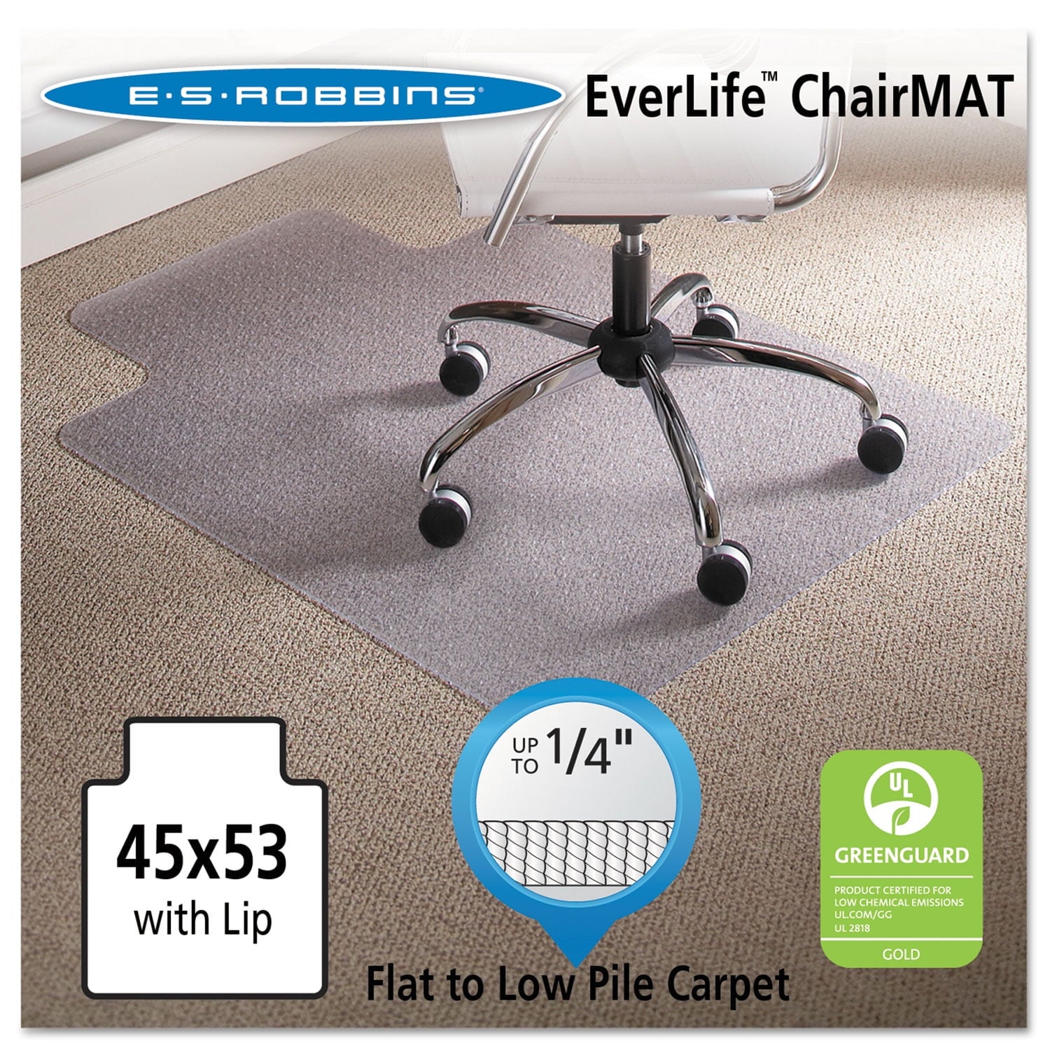 Task Series Anchorbar Chair Mat For Carpet Up To 0.25 45 X 53, Clear