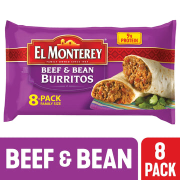 El Monterey Beef & Bean Burritos, 32 Oz, 8 Count (Frozen)