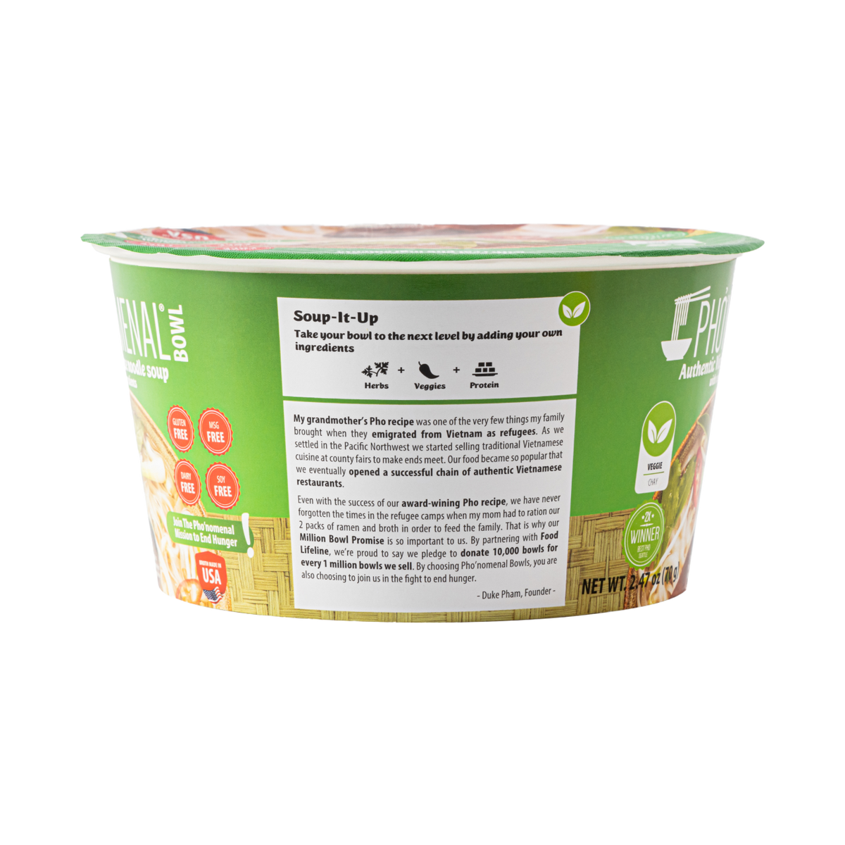 Pho’nomenal Bowl Instant Veggie Pho (Case of 6 Bowls)