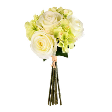 Vickerman 13'' Grn Cream Rose Hydrangea Bundle 2/pk - FA191005