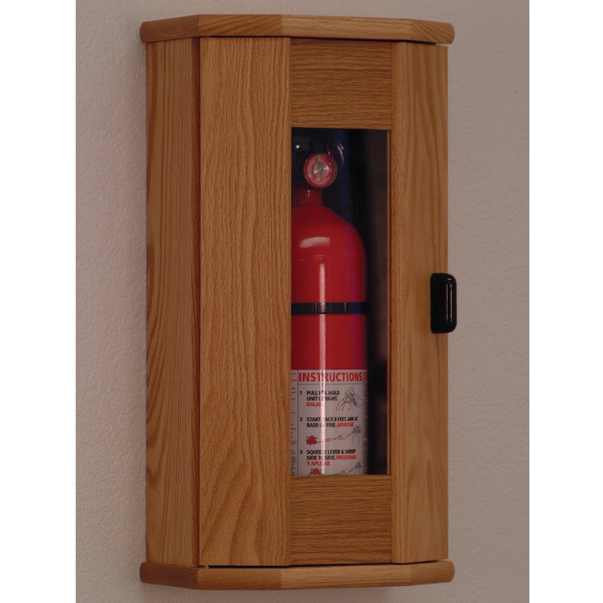Wooden Mallet Fire Extinguisher Cabinet, 5 Lb. Capacity, Light Oak
