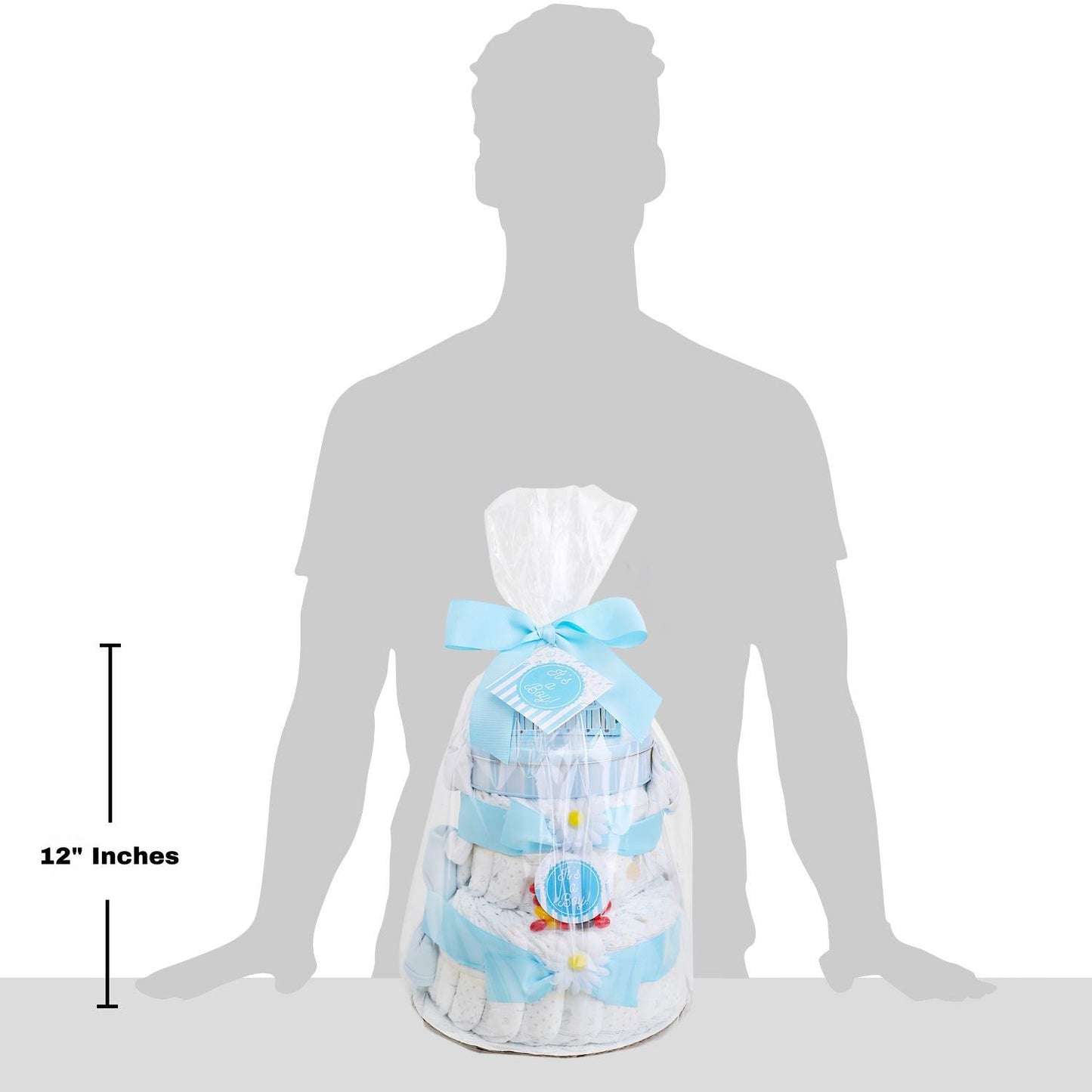 Blue Two- Tier Diaper Cake