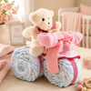 Pink Tricycle Diaper Cake Gift Basket