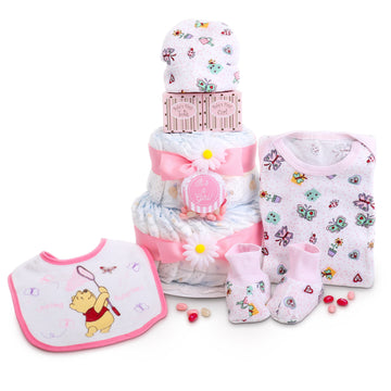 Sweet Baby Girl Diaper Cake Gift Baskeet