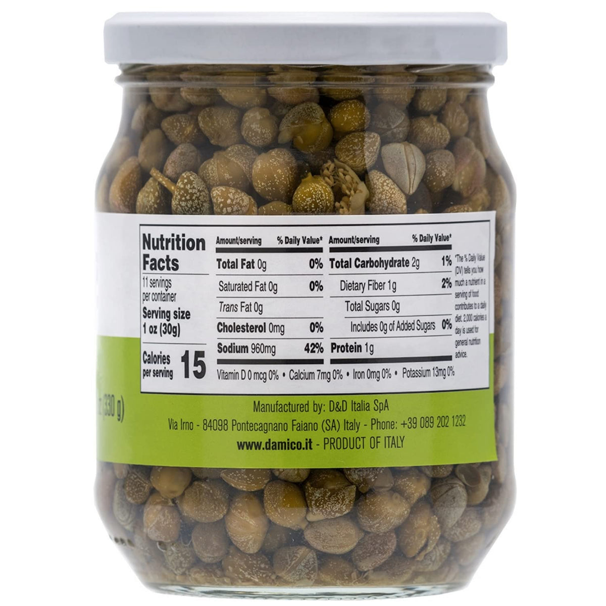 Fratelli D'Amico, Capers in Vinegar, no 9, 19.5oz, (580g)