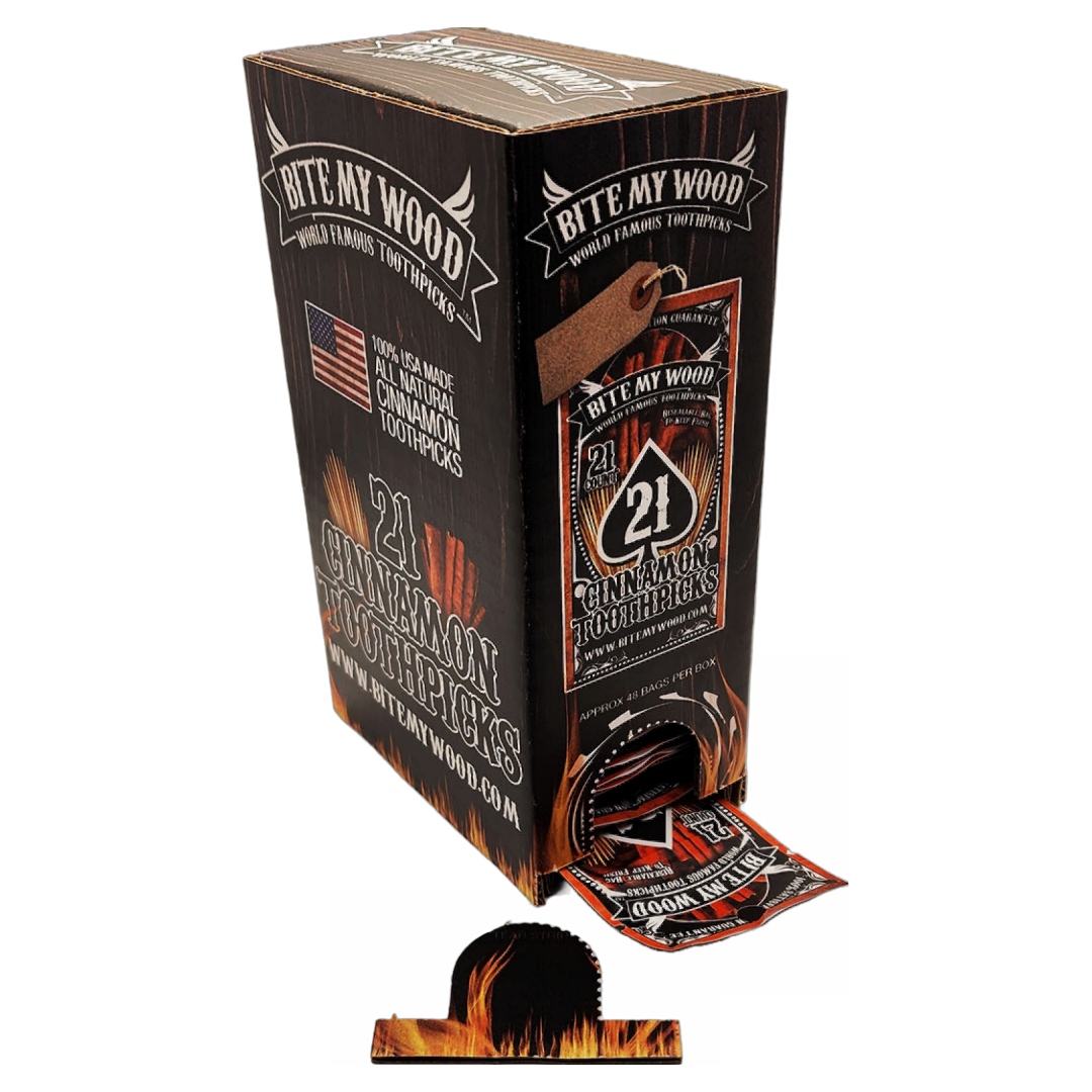 BiteMyWood 21 qty Bag 48 Pack Point Of Sale Counter Store Retail Display 1 Box Purchase