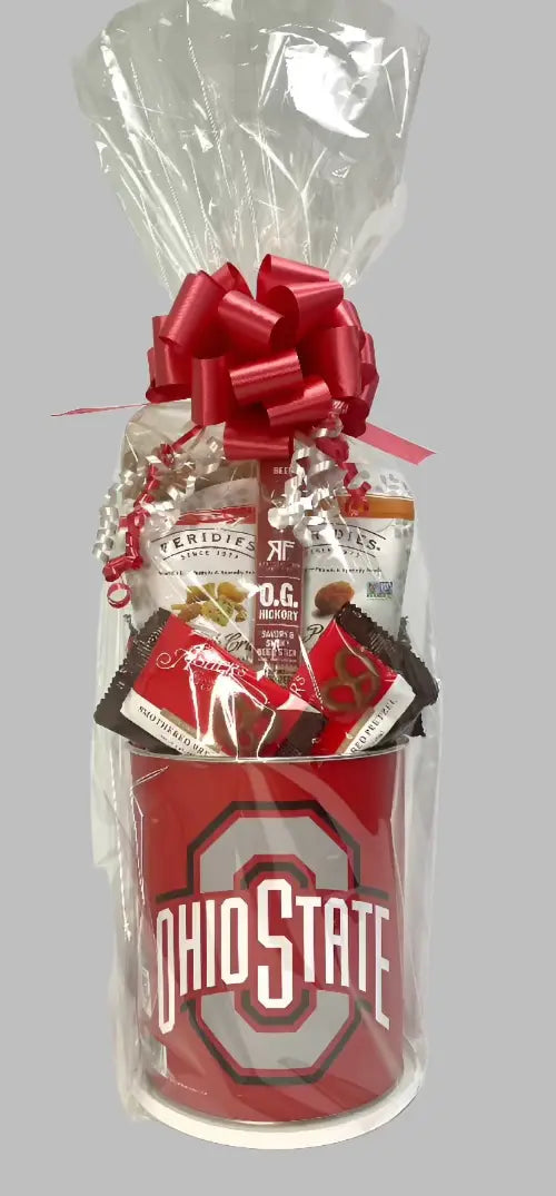 Ohio State Buckeyes Gift Tin Basket - Gourmet Snacks - Made in USA