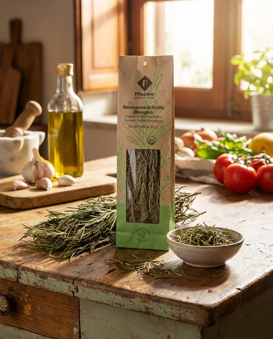 Filippone, Organic Dried Rosemary bunches, Italian Dried Rosemary Leaves, 0.88oz (25g)
