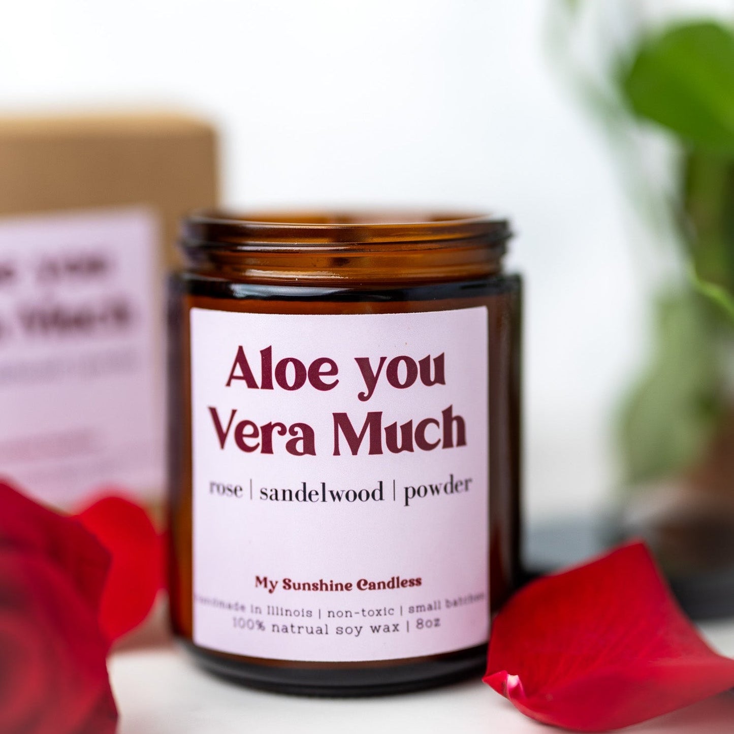 Aloe You Vera Much Candle – 8 oz Amber Jar | Funny Aloe Scented Soy Candle | Cute Gift Idea