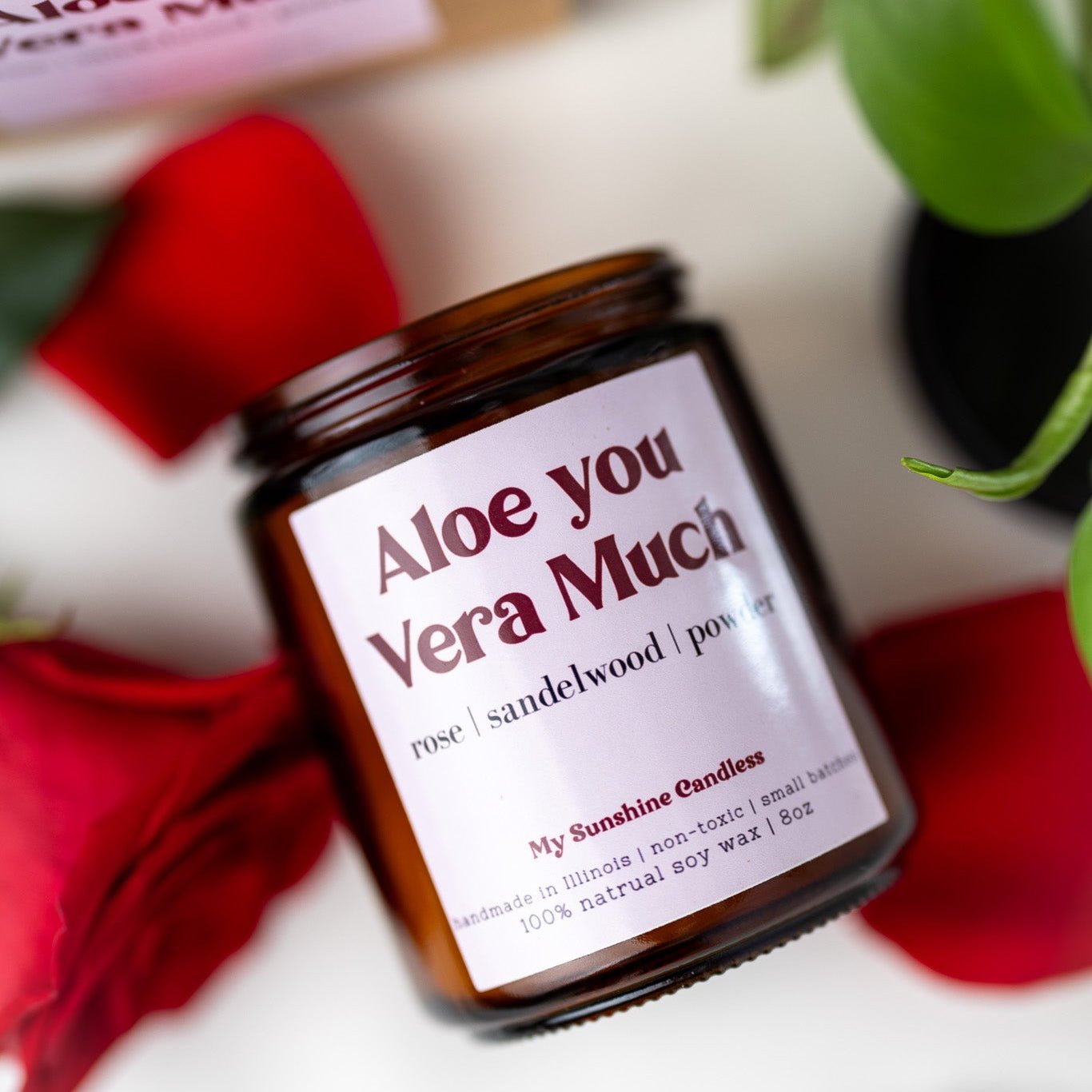 Aloe You Vera Much Candle – 8 oz Amber Jar | Funny Aloe Scented Soy Candle | Cute Gift Idea