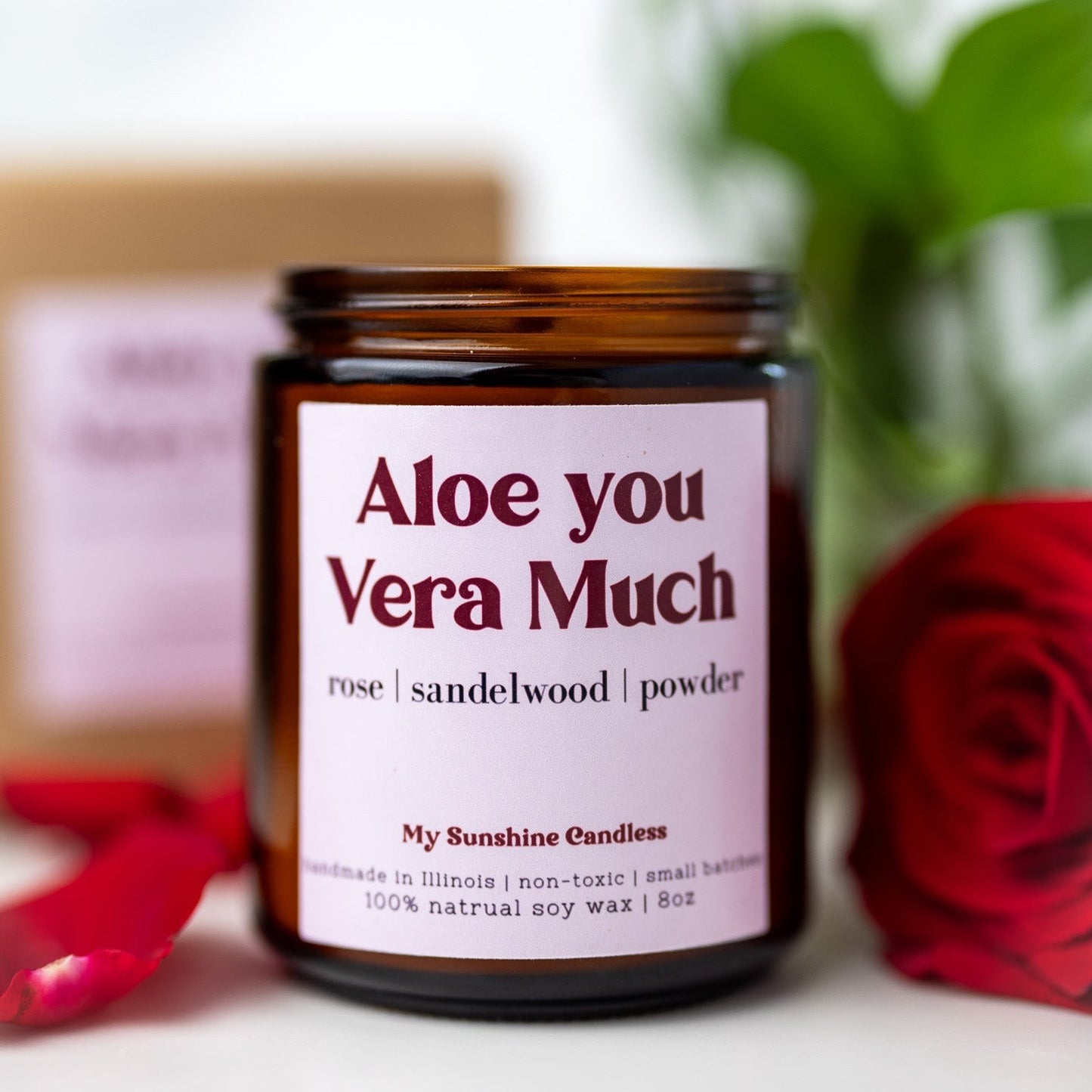 Aloe You Vera Much Candle – 8 oz Amber Jar | Funny Aloe Scented Soy Candle | Cute Gift Idea
