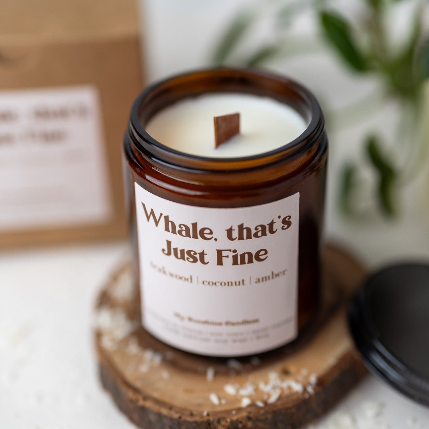 Whale That’s Just Fine Candle – 8 oz Amber Jar Soy Candle – Funny Ocean Gift – Cute Coastal Candle