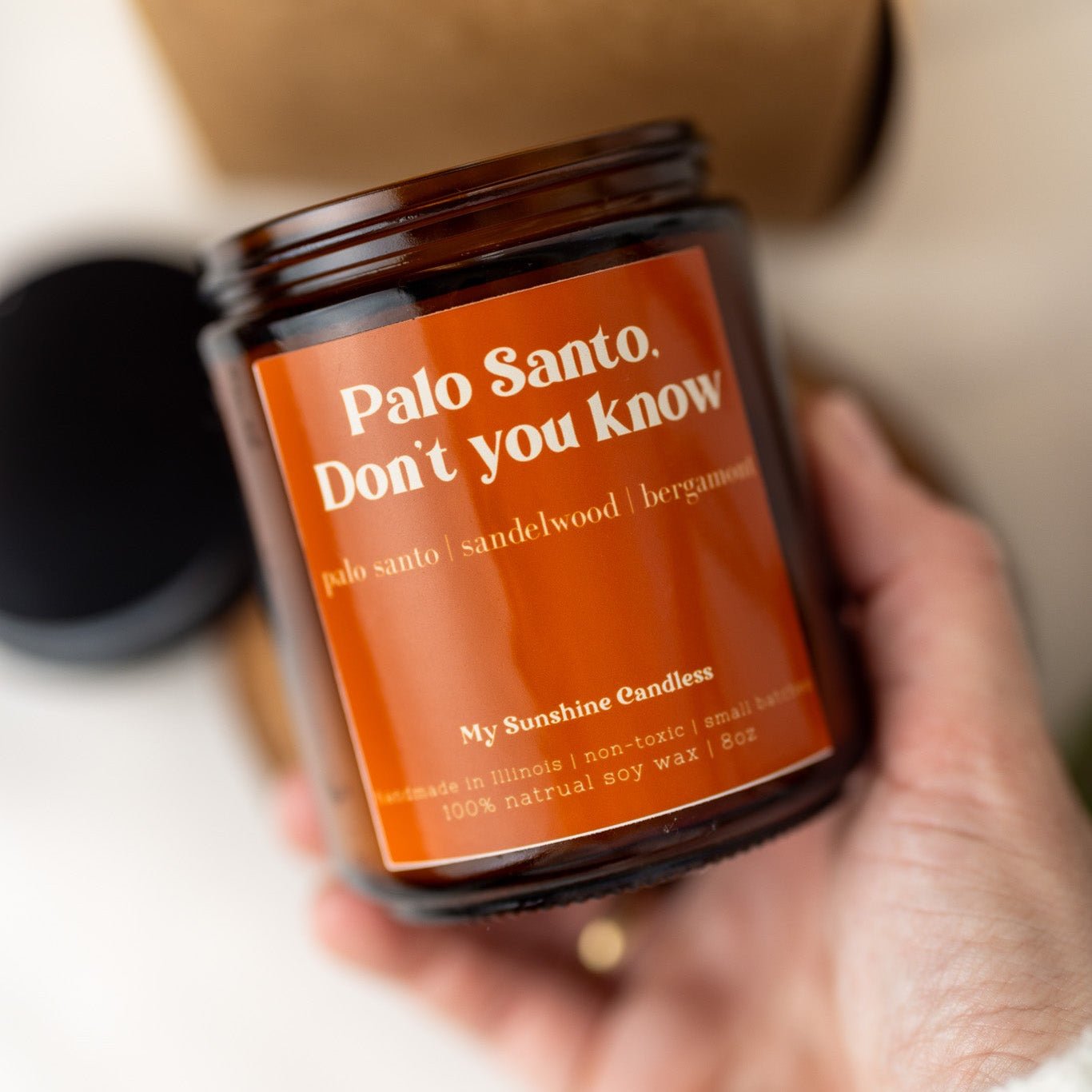 Palo Santo Don’t You Know Candle – 8 oz Amber Jar Soy Candle – Funny Relaxing Gift