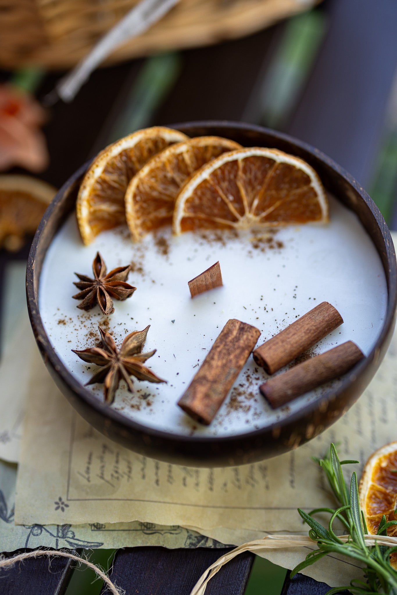 Coconut Candle Bowl – Custom Scented Fall Candle, Holiday Home Decor Gift