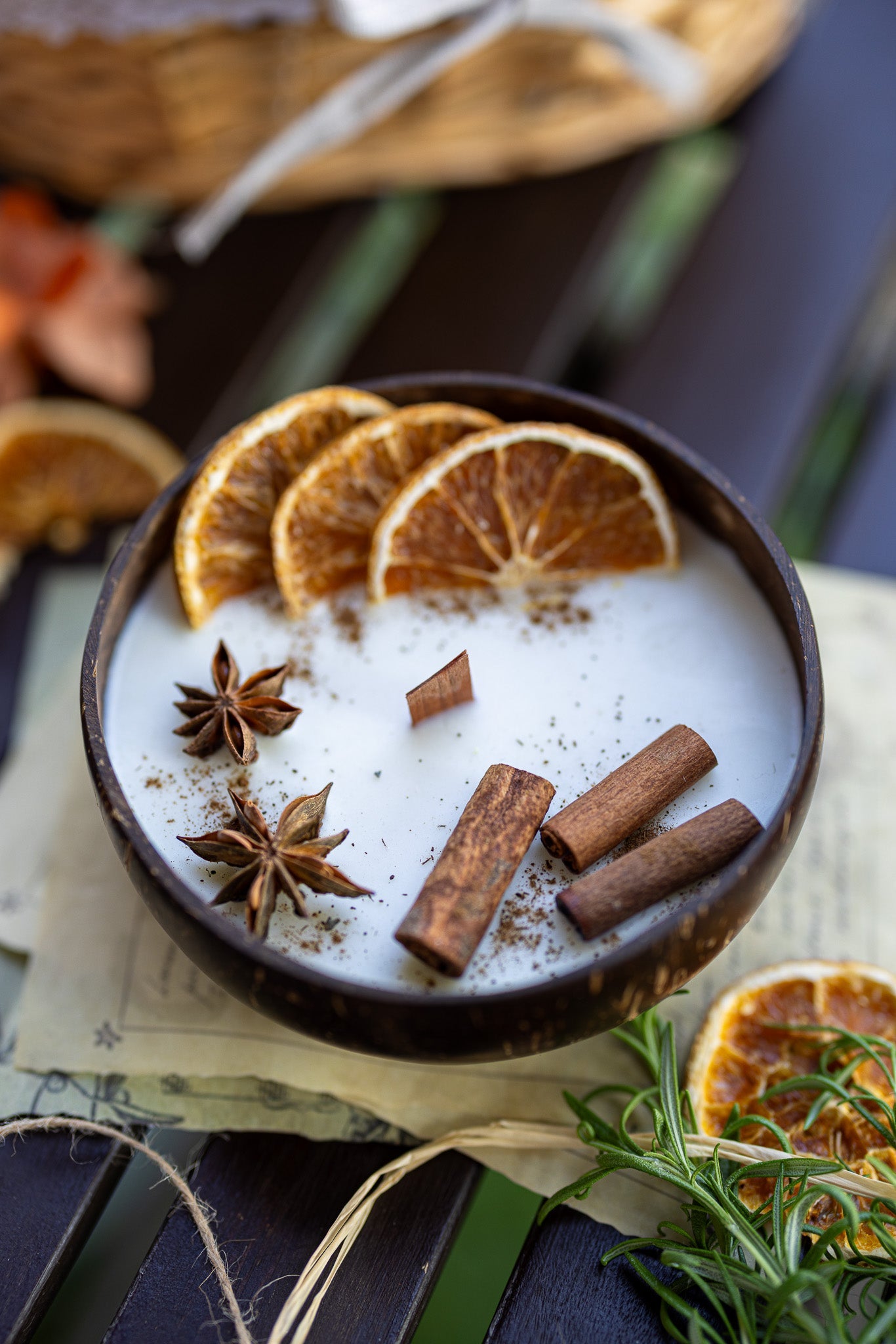 Coconut Candle Bowl – Custom Scented Fall Candle, Holiday Home Decor Gift