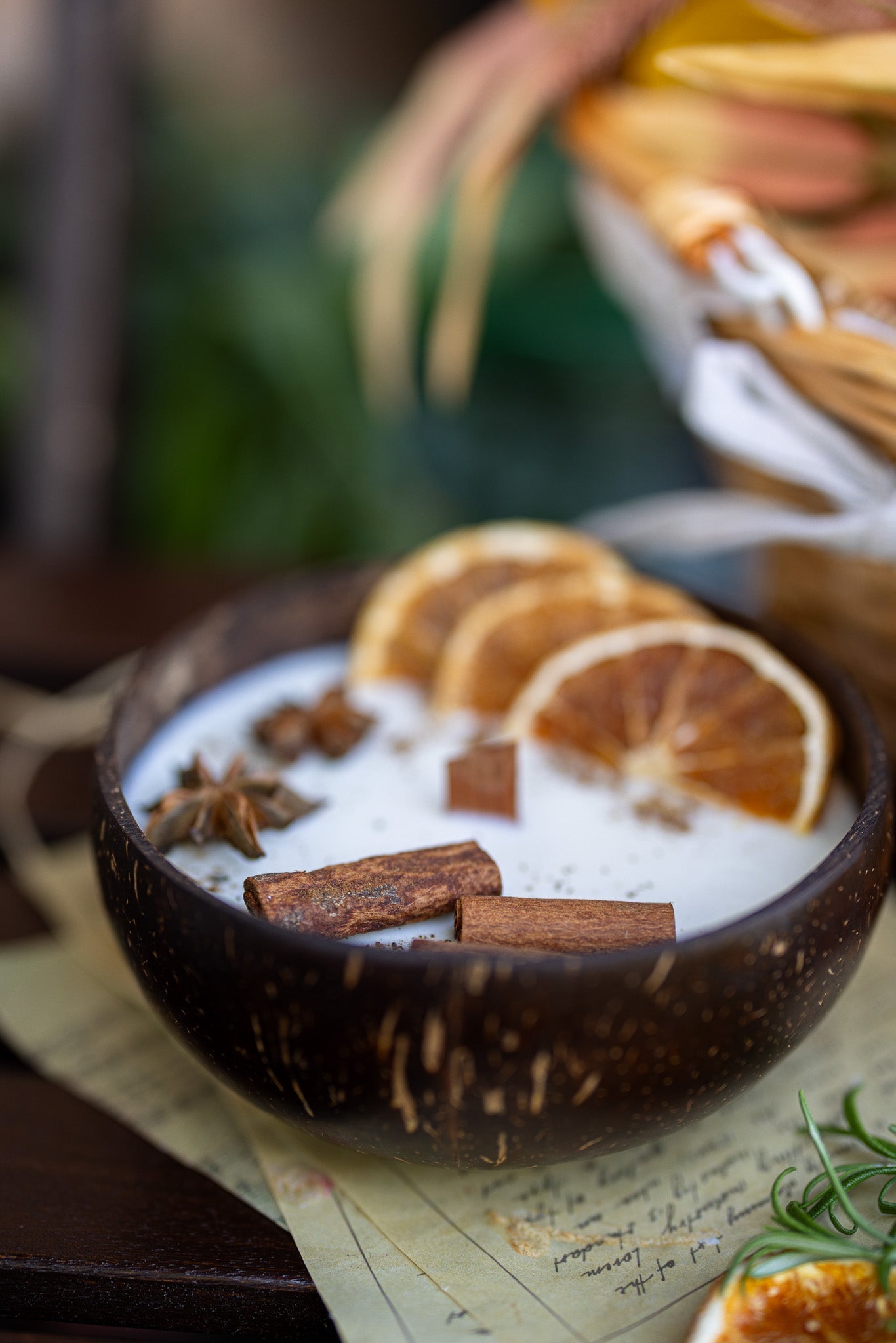 Coconut Candle Bowl – Custom Scented Fall Candle, Holiday Home Decor Gift