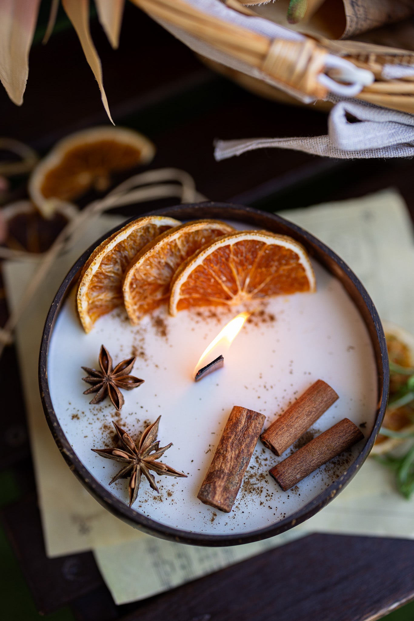 Coconut Candle Bowl – Custom Scented Fall Candle, Holiday Home Decor Gift
