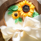 Wooden Sunflower Candle – Handcrafted Floral Soy Wax Candle – Rustic Home Decor Gift