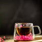 Double Glass Handcrafted Flower Glass Cup Mugs with Dried Flowers - Unique Floral Tea  & Coffee Mug
