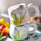 Hand-Painted 3D Tulip Ceramic Coffee Mug (400ml) – Colorful Floral Tea Cup