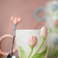 3D Tulip Ceramic Mug with Spoon Gift Set | Hand-Carved Floral Coffee Cup