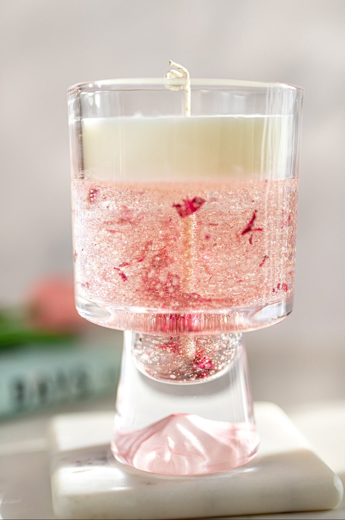 Champagne Gel Candle with Gold Leaf – Luxury Soy Wax Top , Reusable Coffee Mug