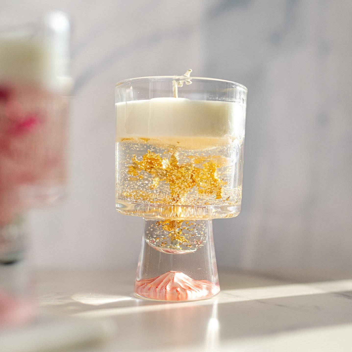 Champagne Gel Candle with Gold Leaf – Luxury Soy Wax Top , Reusable Coffee Mug