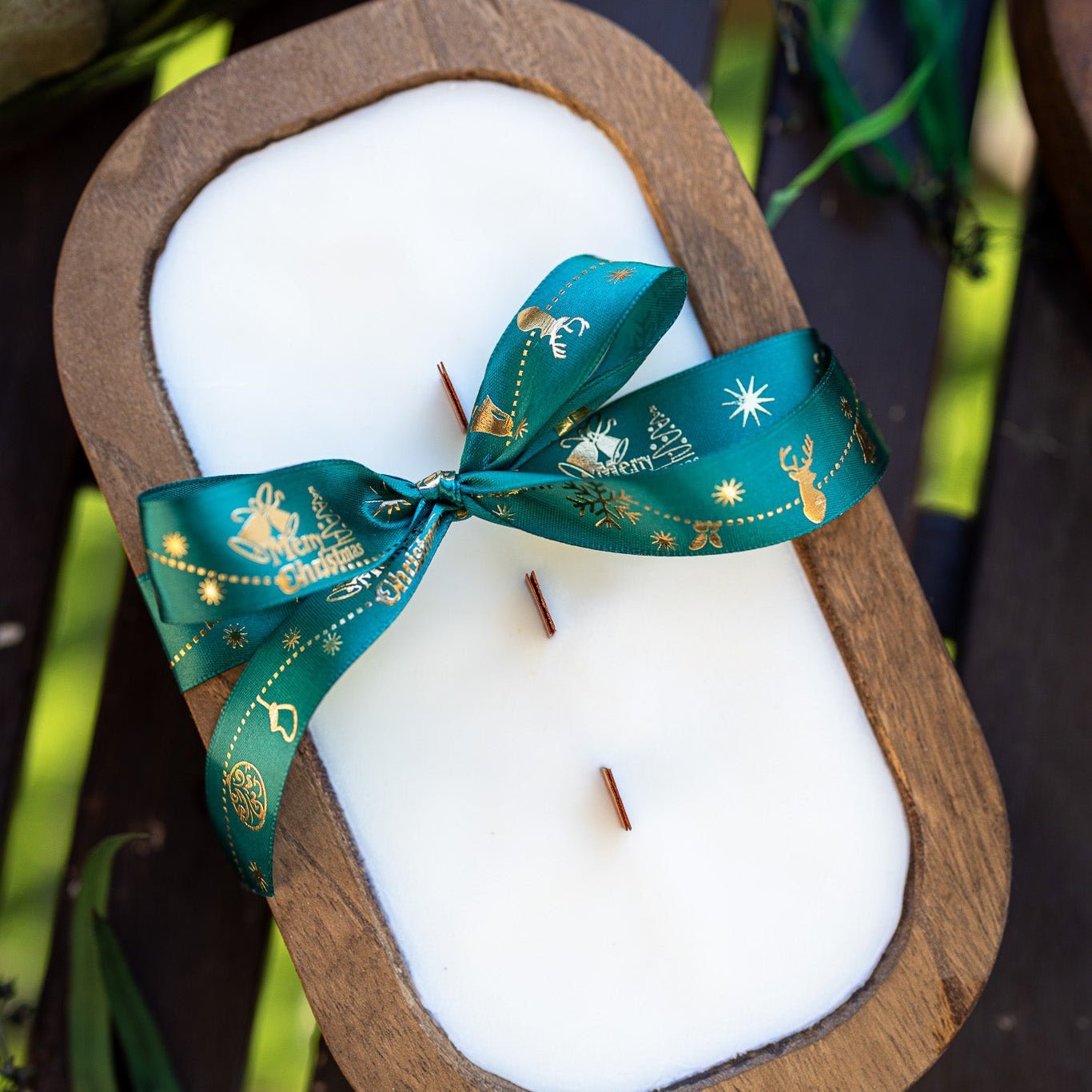 Wood Dough Bowl Candle – Handcrafted Soy Wax Bowl Candle – Rustic Farmhouse Home Decor