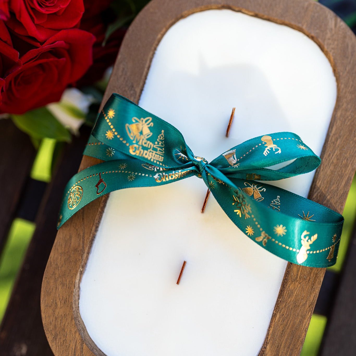 Wood Dough Bowl Candle – Handcrafted Soy Wax Bowl Candle – Rustic Farmhouse Home Decor
