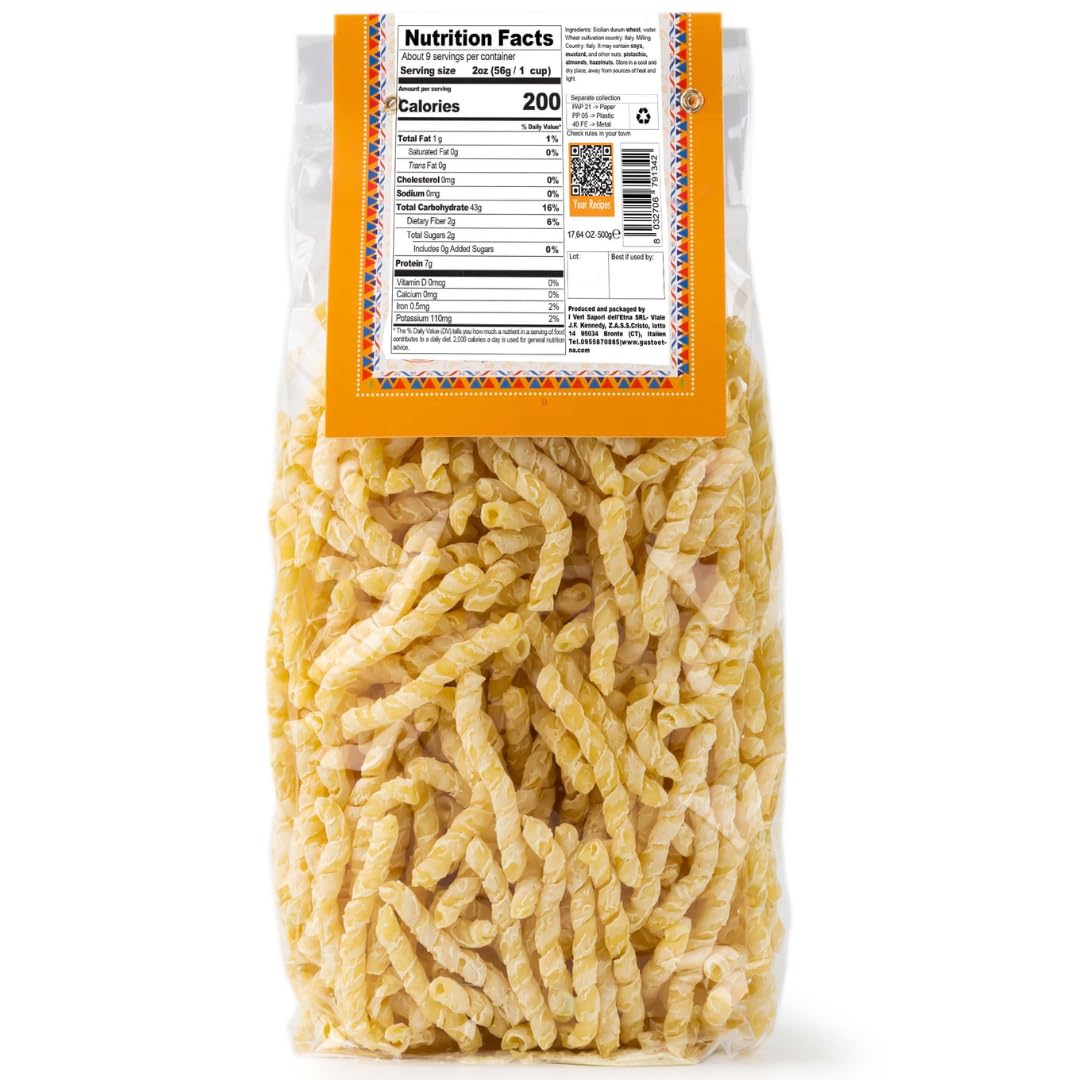 Gusto Etna Sicilian Busiata Pasta (Durum Wheat) – 500g