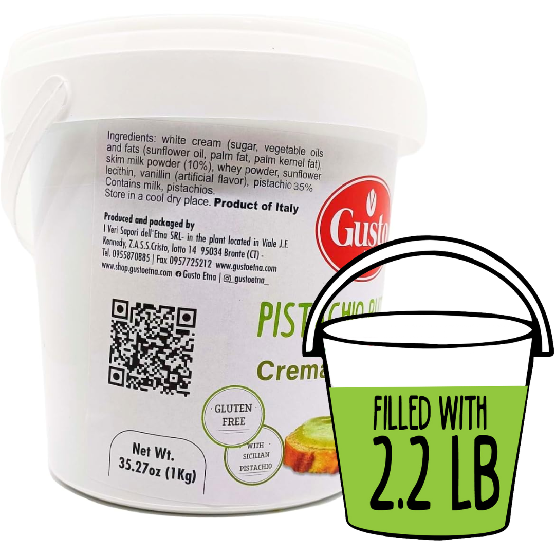 Gusto Etna Sicilian Pistachio Cream Spread (35% Pistachio) – 1kg / 2.2 lb Bulk