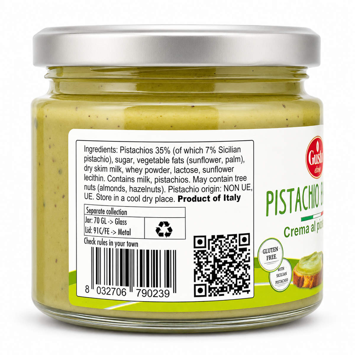 Gusto Etna Sicilian Pistachio Cream Spread (35% Pistachio) – 190g / 6.7 oz
