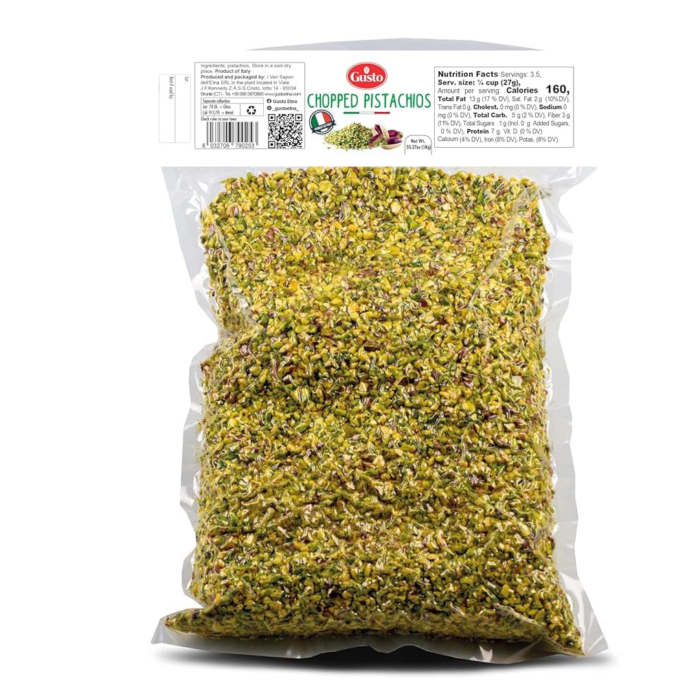 Gusto Etna Sicilian Raw Chopped Pistachios – 1kg (2.2 lb) Bulk
