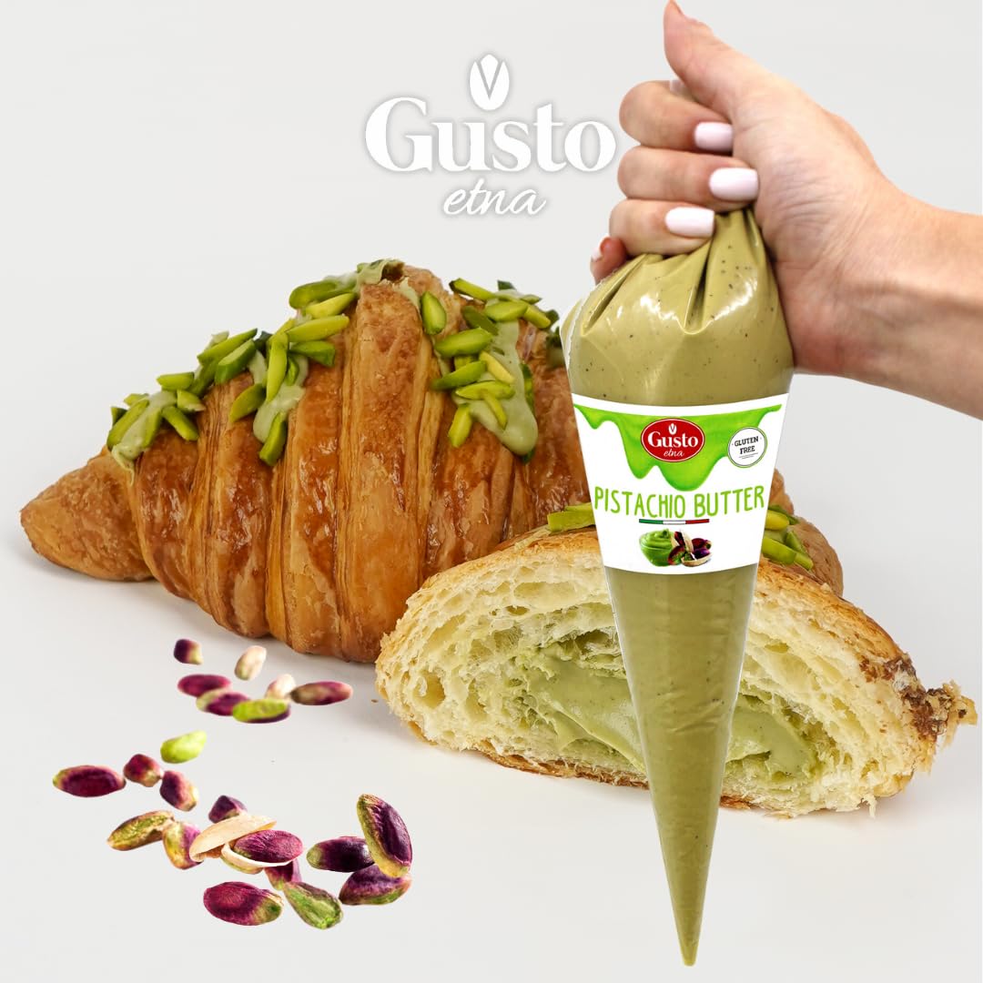 Gusto Etna Sicilian Pistachio Cream Squeeze Pouch (20% Pistachio) – 400g / 14.1 oz