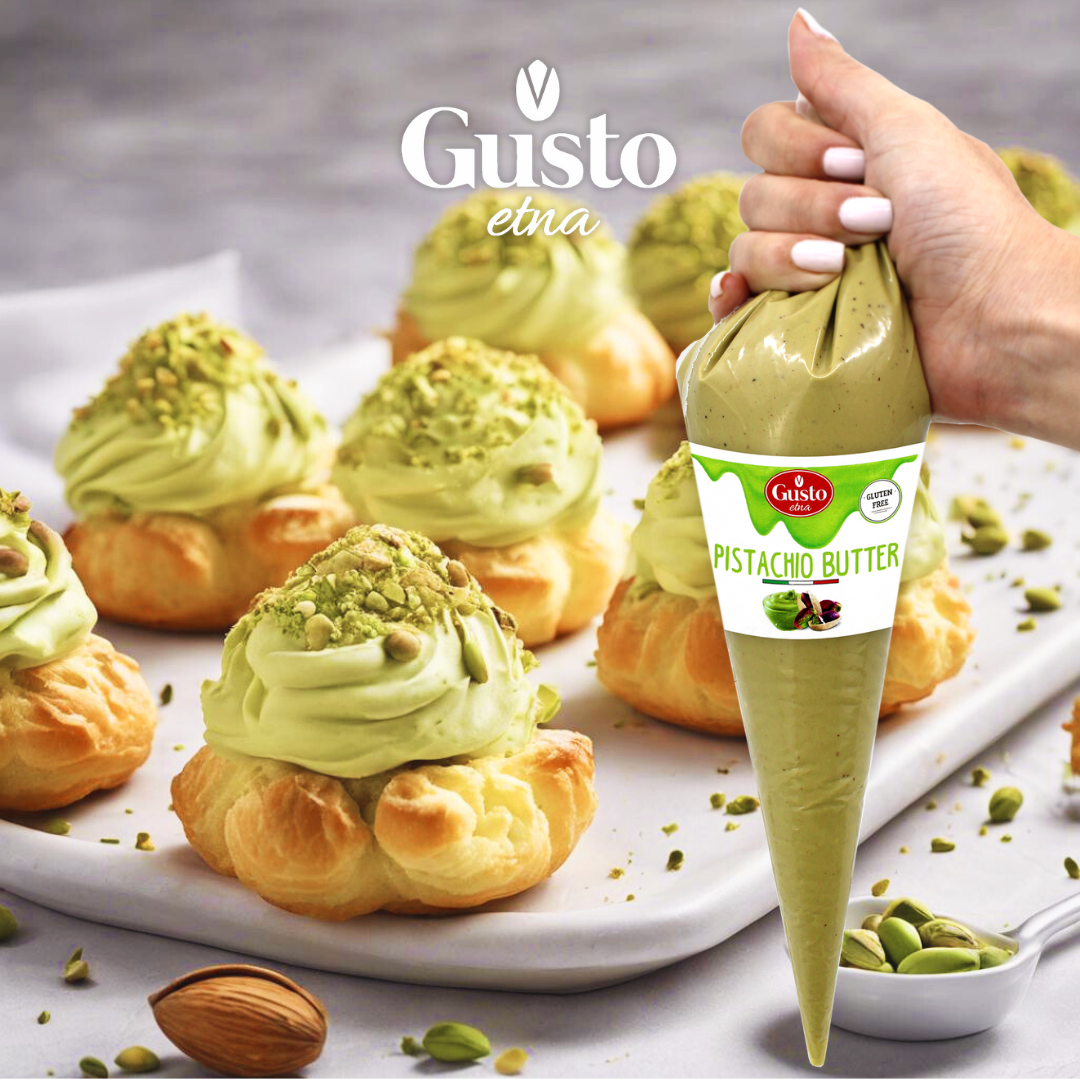 Gusto Etna Sicilian Pistachio Cream Squeeze Pouch (20% Pistachio) – 400g / 14.1 oz