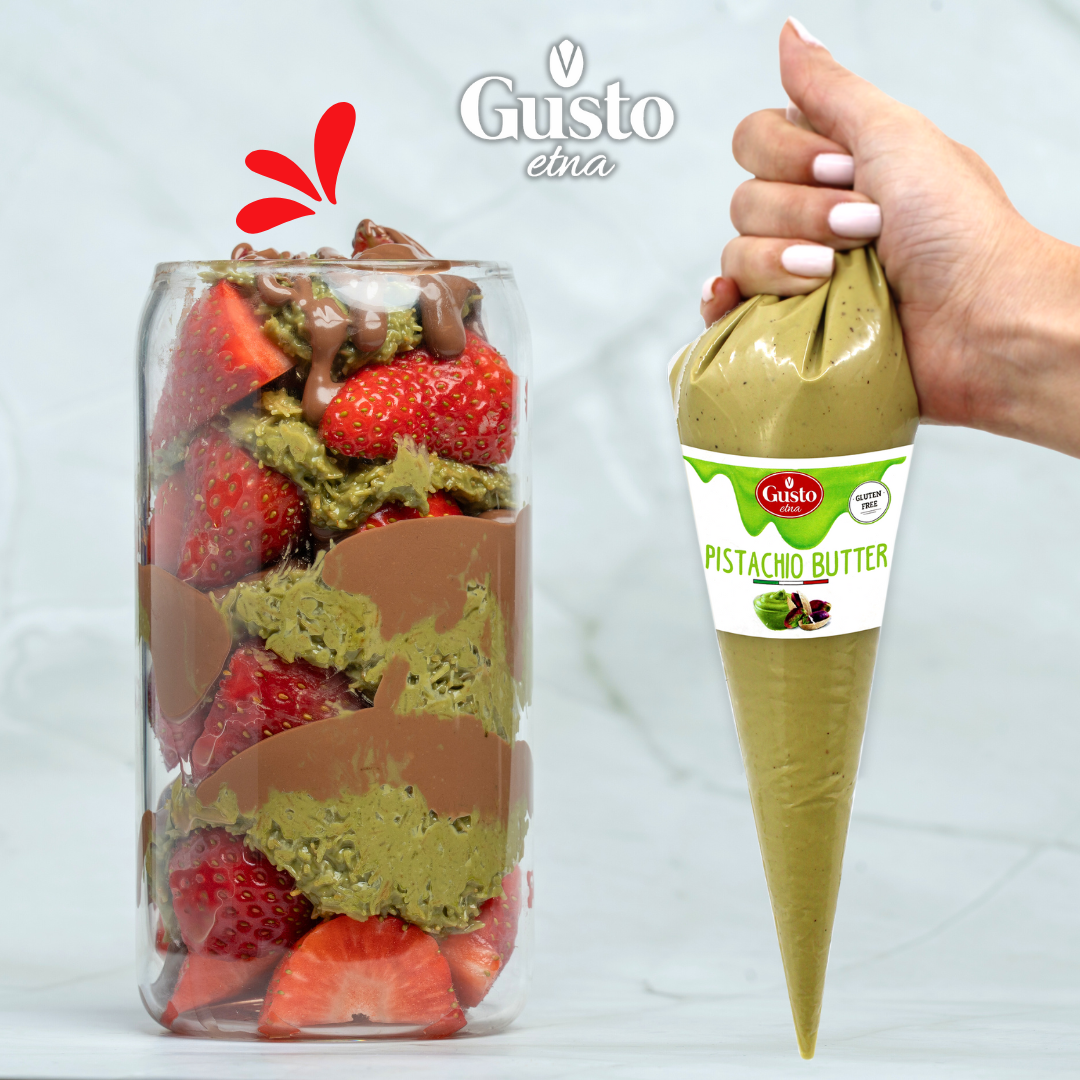 Gusto Etna Sicilian Pistachio Cream Squeeze Pouch (20% Pistachio) – 400g / 14.1 oz