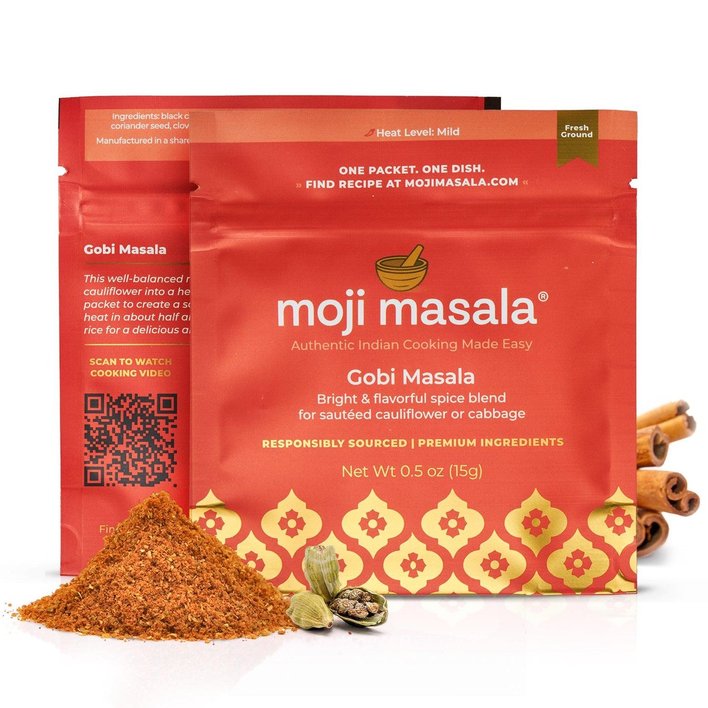 Vegan Indian Spice Gift Set – Spinach Curry, Cauliflower Curry & Potato Curry | 3 Plant-Based Dishes, Pre-Measured | moji masala®