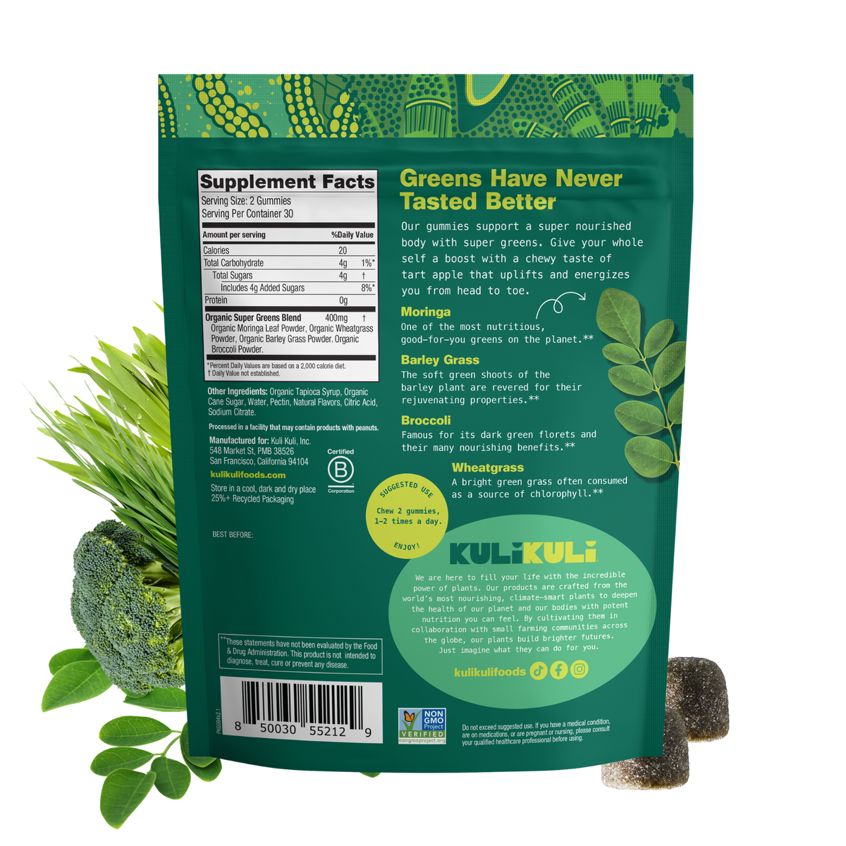 Super Greens & Moringa Gummies for Energy