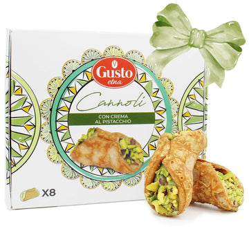 SALE! Gusto Etna, Sicilian 8 pcs Cannoli filled with Pistachio Cream Gift Box Exp. Date: 02/08/2026