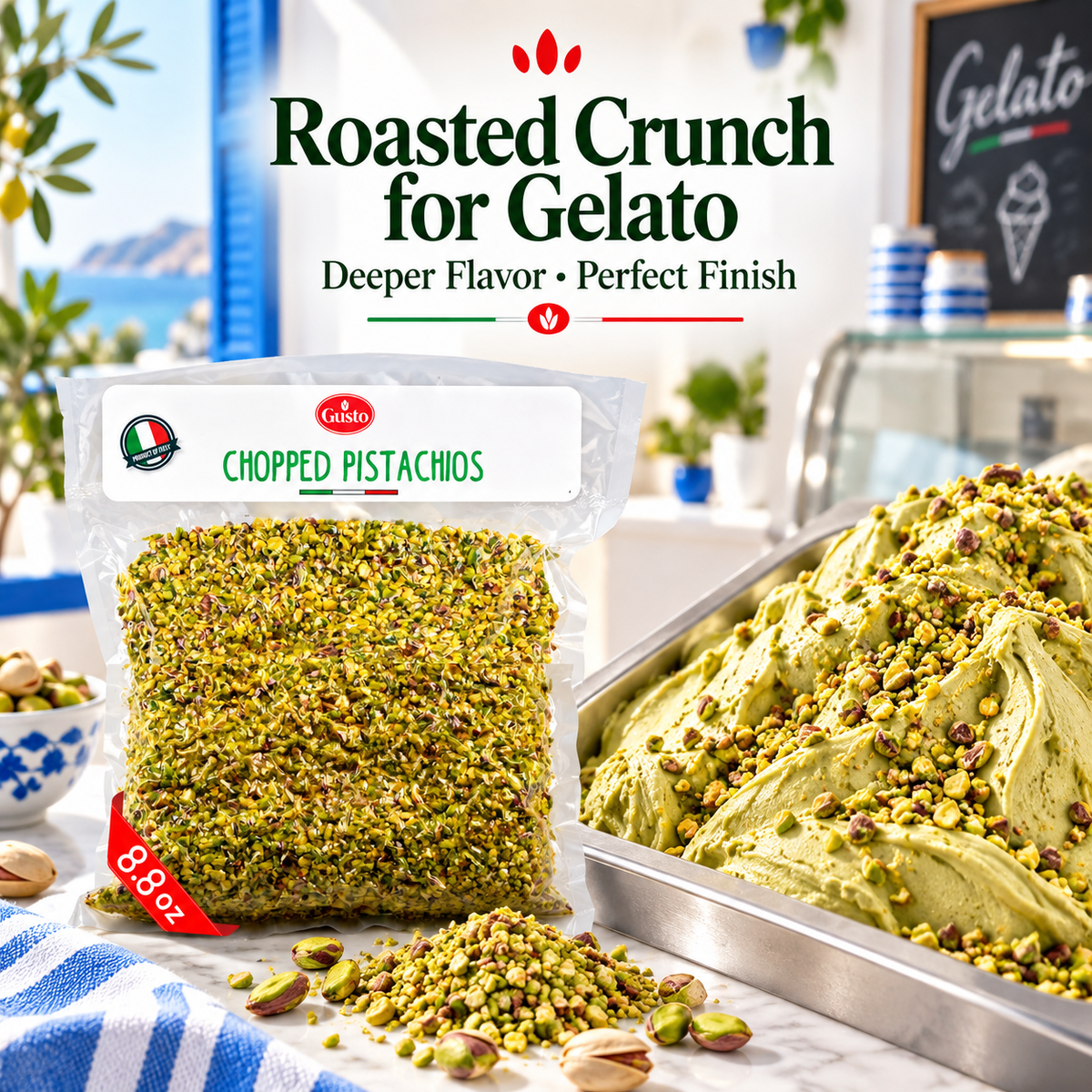 Gusto Etna Sicilian Raw Chopped Pistachios – 250g (8.8 oz)