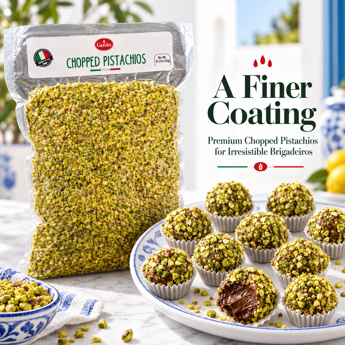 Gusto Etna Sicilian Raw Chopped Pistachios – 1kg (2.2 lb) Bulk