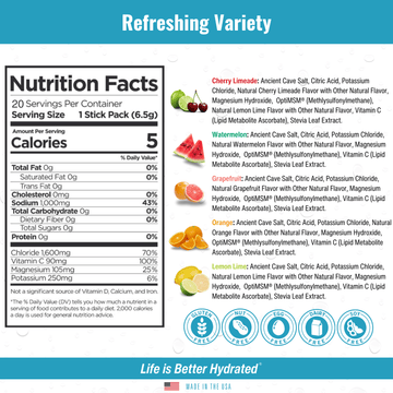 H2O ELECTROLYTES™ - Variety Pack (20 Count) - Zero Sugar Electrolyte Powder