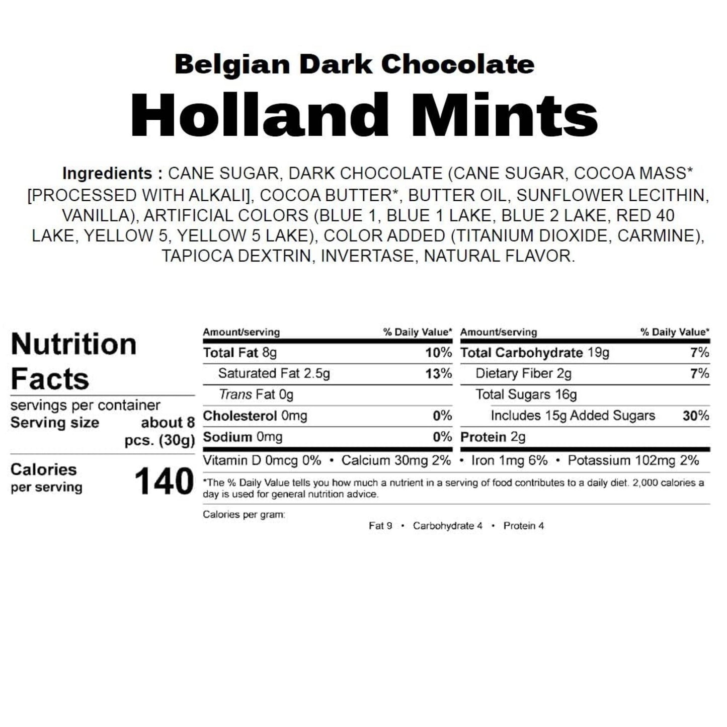 ANDY ANAND CHOCOLATIER Gluten Free Holland Mints - Finest Dark Belgian Chocolate Infused with Pure Peppermint Oil Unique Flavor With Dutch Goodness, Best Gourmet Perfect as a Luxurious Gift Box (1lb)