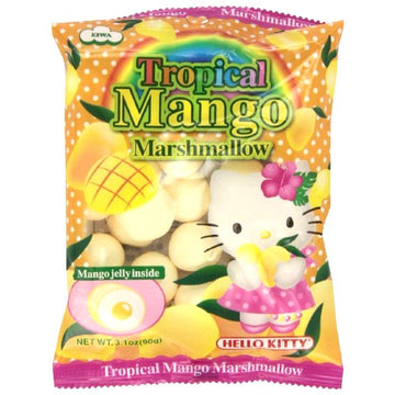 Hello Kitty Marshmallow Soft Chewy Jelly Filled Candy Mango Pineapple Strawberry Blueberry Chocolate Matcha Green Tea Flavors